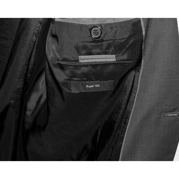 Hugo Boss Mens Blazer Sport Coat 2 button Super 100s Wool Gray Size 44L EUC - Picture 3 of 4